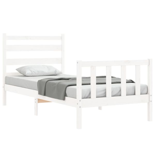 vidaXL Cama sem colch&atilde;o 100x200 cm madeira de pinho maci&ccedil;a branco