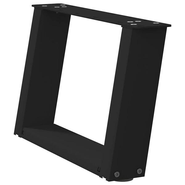 vidaXL P&eacute;s para mesa de centro em formato de U, 2 pe&ccedil;as, preto, 50x(30-31) cm, a&ccedil;o