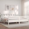 vidaXL Estrutura de cama com cabeceira 200x200cm madeira maci&ccedil;a branco