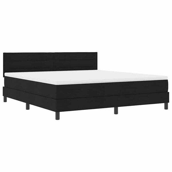 vidaXL Cama Box com colch&atilde;o com led Preto 180 x 200 cm tecido