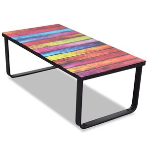 vidaXL Mesa de centro, tampo de vidro com impress&atilde;o de arco-&iacute;ris