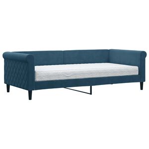 vidaXL Sof&aacute;-cama com colch&atilde;o 90x200 cm veludo azul