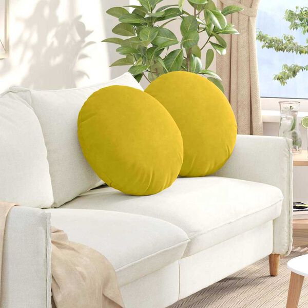 vidaXL Almofadas de Assento 2 pcs Amarelo &Oslash; 40 x 13 cm Veludo