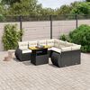 vidaXL 9 pcs conjunto de sof&aacute;s p/ jardim c/ almofad&otilde;es vime PE preto