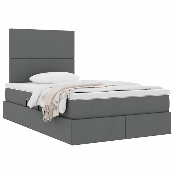 vidaXL Cama com arruma&ccedil;&atilde;o e colch&atilde;o Cinza Escuro 120 x 190 cm tecido