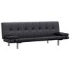 vidaXL Sofa-cama ajust&aacute;vel com 2 almofadas couro artificial preto