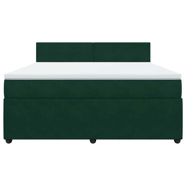 vidaXL Cama com molas/colch&atilde;o 180x200 cm veludo verde-escuro
