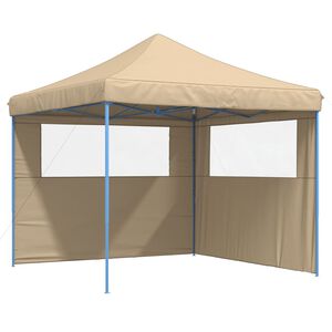 vidaXL Tenda para festas pop-up dobr&aacute;vel com 2 paredes laterais bege