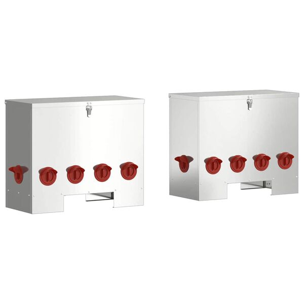 vidaXL Comedouro para galinha 2 pcs Prateado 60,5 x 29 x 51 cm