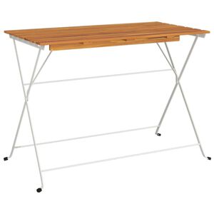 vidaXL Mesa de bistr&ocirc; dobr&aacute;vel 100x54x71 cm ac&aacute;cia maci&ccedil;a e a&ccedil;o