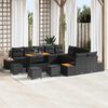 vidaXL Conjunto de Sof&aacute; de Jardim 14 pcs Preto vime PE