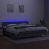 vidaXL Cama box spring c/ colch&atilde;o e LED 200x200 cm tecido cinza-escuro