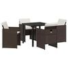 vidaXL Conjunto de Jantar para Jardim 5 unid. Castanho vime PE