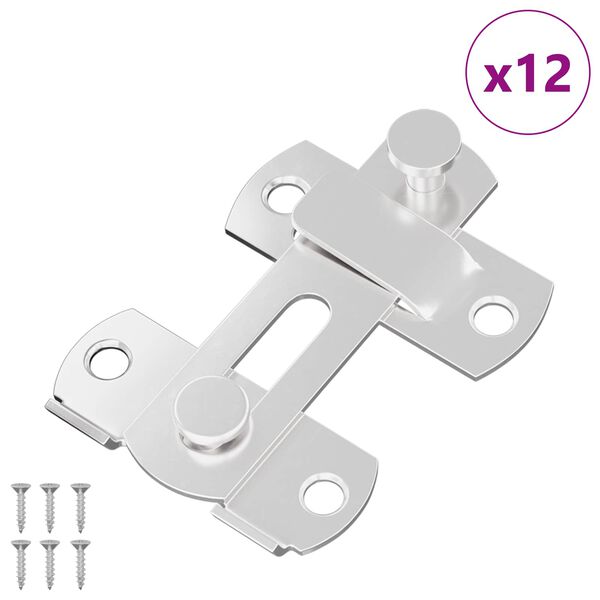 vidaXL Fechadura de Porta 12 pcs Prateado 70 x 8 mm A&ccedil;o