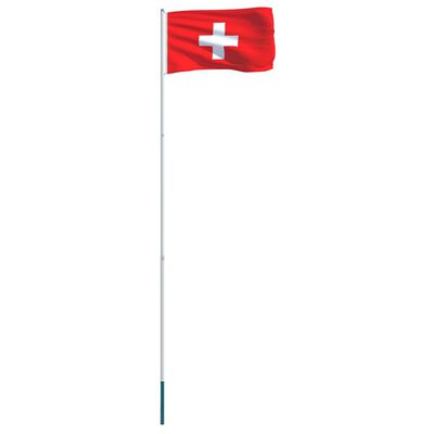 vidaXL Bandeira da Suíça com mastro de alumínio 4 m
