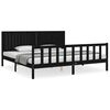 vidaXL Estrutura de cama com cabeceira 200x200 cm madeira maci&ccedil;a preto