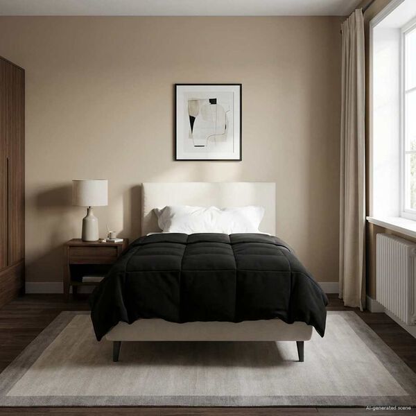 vidaXL Edredom de Inverno Colchonete Preto 155 x 220 cm Microfibra