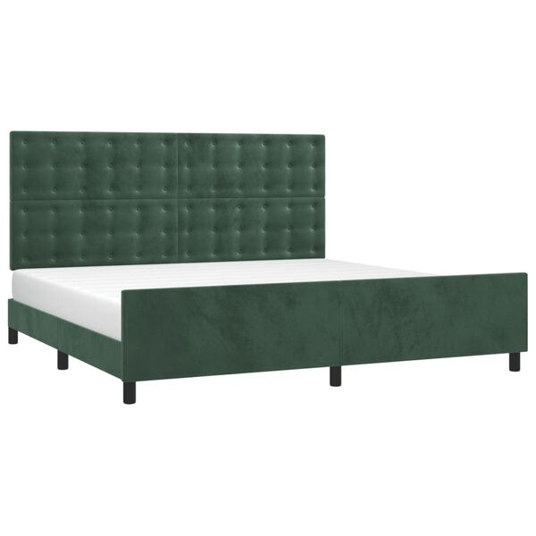 vidaXL Estrutura de cama sem colch&atilde;o 200x200 cm veludo verde-escuro