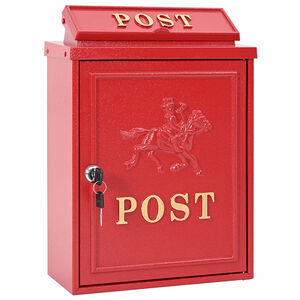 vidaXL Caixa de Correio Montada na Parede Vermelho 29 x 13 x 41 cm