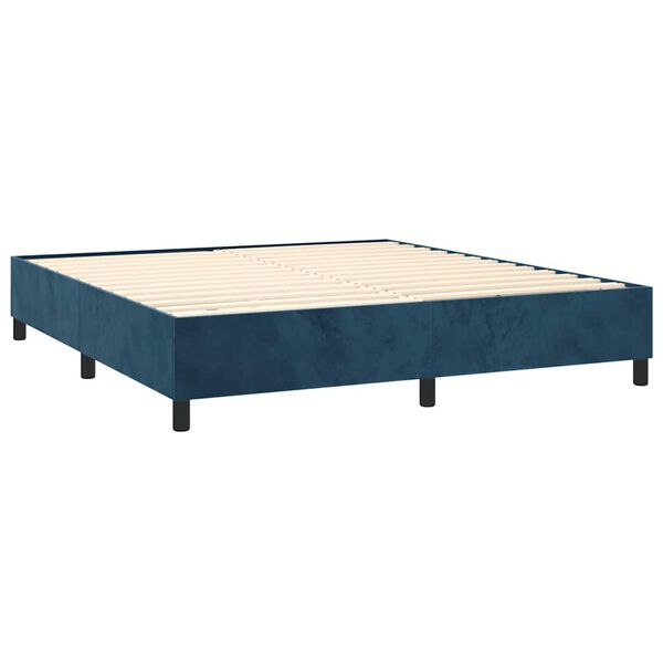 vidaXL Cama com molas/colch&atilde;o 180x200 cm veludo azul-escuro