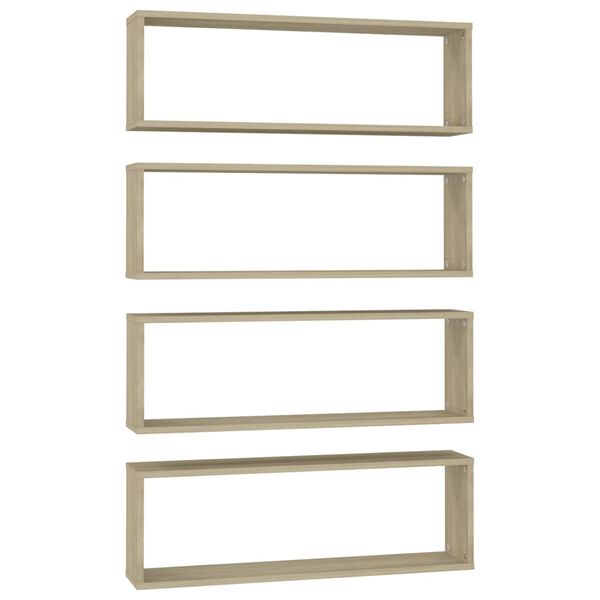 vidaXL Estantes parede c&uacute;bicas 4pcs deriv. madeira 80x15x26,5cm sonoma