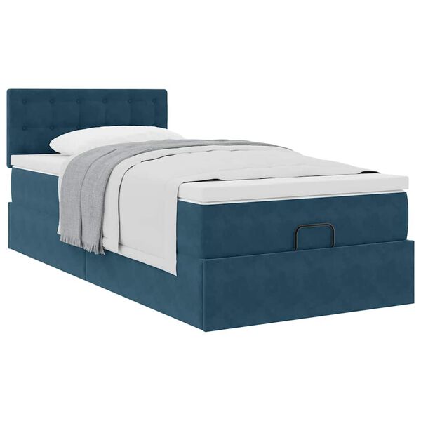 vidaXL Estrutura cama otomana colch&atilde;o 80x200 cm veludo azul escuro