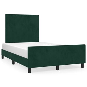 vidaXL Estrutura de cama com colch&atilde;o verde escuro 120x190 cm Veludo