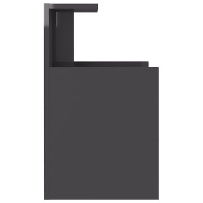 vidaXL Mesa de cabeceira 40x35x60 cm contraplacado cinzento brilhante