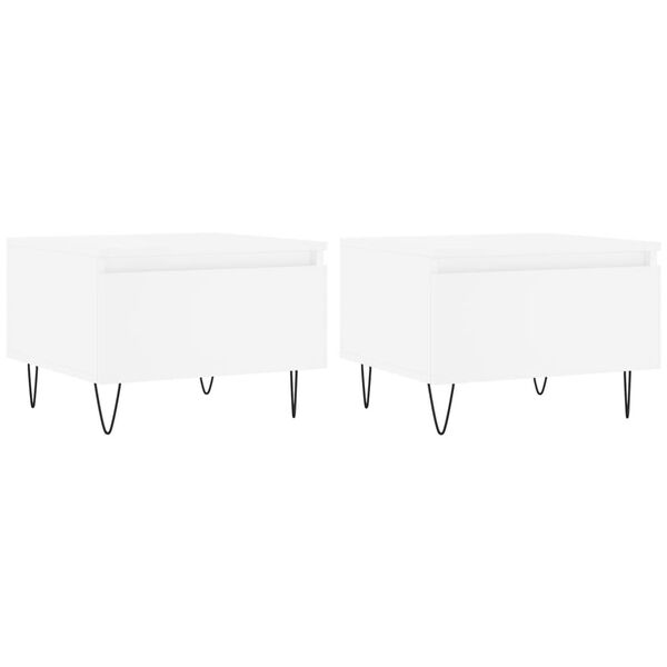 vidaXL Mesas de centro 2 pcs 50x46x35 cm derivados de madeira branco