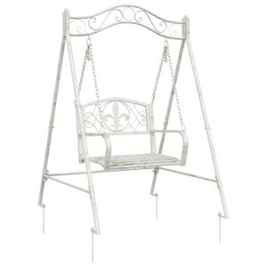 vidaXL Banco de Balan&ccedil;o A&ccedil;o 113 x 121,5 x 168 cm Branco Antigo