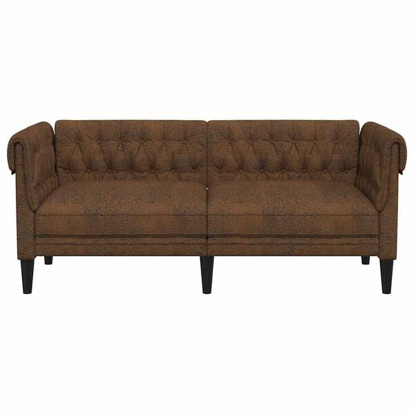 vidaXL Sofá Chesterfield com almofada Castanho 182.5 x 74.5 x 74.5 cm