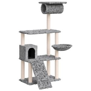 vidaXL &Aacute;rvore p/ gatos c/ postes arranhadores sisal 131 cm cinza-claro