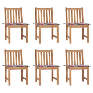 vidaXL Cadeiras de jardim 6 pcs c/ almofad&otilde;es madeira de teca maci&ccedil;a