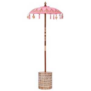 vidaXL Parasol Balin&ecirc;s com Base Rosa 95 x 95 x 260 cm