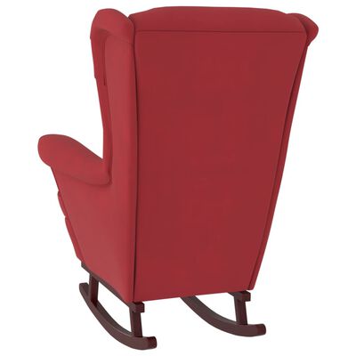 vidaXL Cadeira baloiço c/ pernas em seringueira veludo vermelho tinto