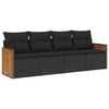 vidaXL 4 pcs conjunto de sof&aacute;s para jardim c/ almofad&otilde;es vime PE preto