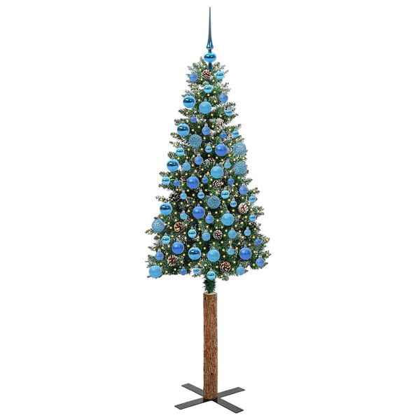 vidaXL &Aacute;rvore de Natal Slim com 300 LEDs com suporte Verde 180 cm