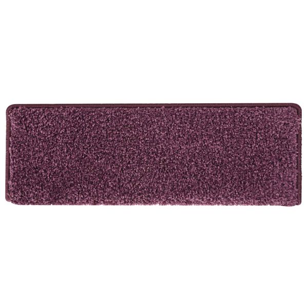 vidaXL Tapetes de escada 15 pe&ccedil;as 65x21x4 cm roxo escuro com borda retangular