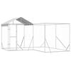 vidaXL Canil de exterior com teto 4x4x2,5 m a&ccedil;o galvanizado prateado