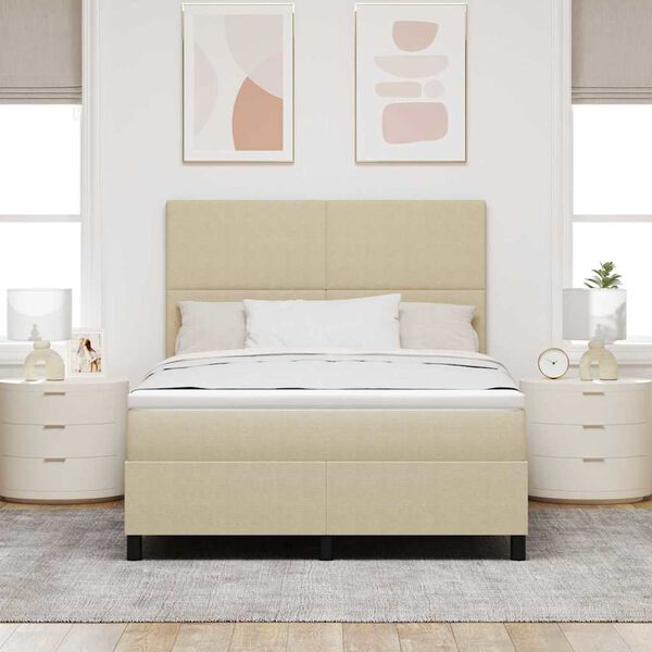vidaXL Cama Box com cabeceira Cinza Claro e Branco 140 x 200 cm