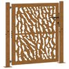 vidaXL Port&atilde;o de jardim 100x100 cm em a&ccedil;o intemperizado com design de tra&ccedil;os