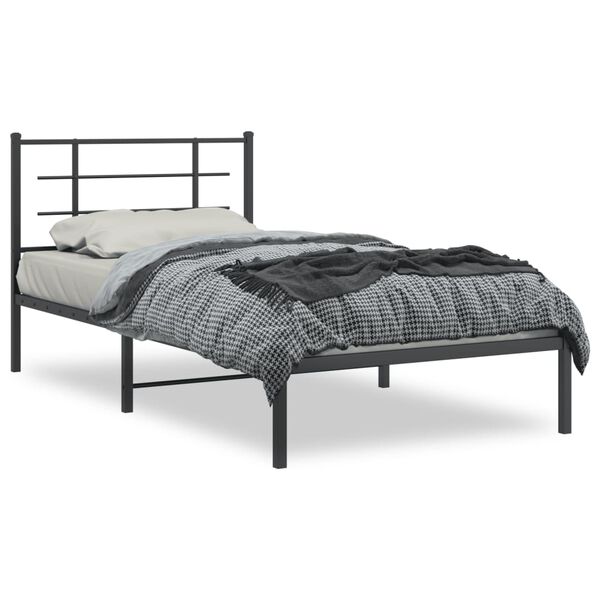 vidaXL Estrutura de cama com cabeceira 100x200 cm metal preto