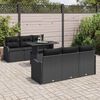 vidaXL Conjunto de Sofá de Jardim Manual 7 pcs Preto Rattan Sintético
