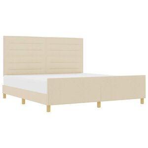 vidaXL Estrutura da Cama com cabeceira Creme 180 x 200 cm tecido