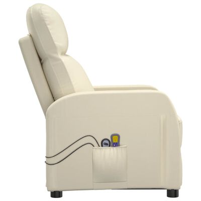 vidaXL Poltrona de massagens elétrica couro artificial branco