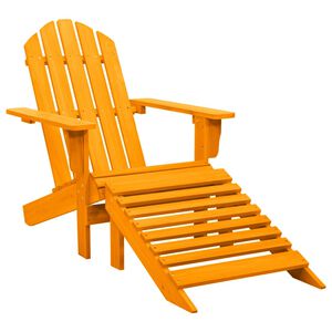 vidaXL Cadeira Adirondack p/ jardim com otomano abeto maci&ccedil;o laranja
