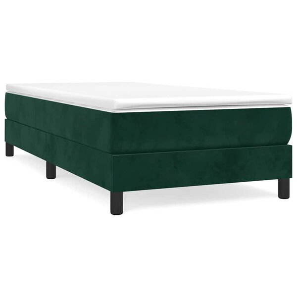 vidaXL Estrutura de cama com molas 90x190 cm veludo verde-escuro
