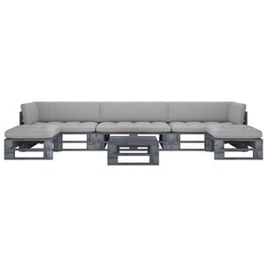 vidaXL 6 pcs conj. lounge paletes c/ almofad&otilde;es pinho impregnado cinza