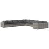 vidaXL 10 pcs conjunto lounge de jardim c/ almofad&otilde;es vime PE cinzento