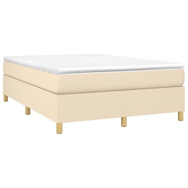 vidaXL Cama com molas/colch&atilde;o 140x190 cm tecido cor creme